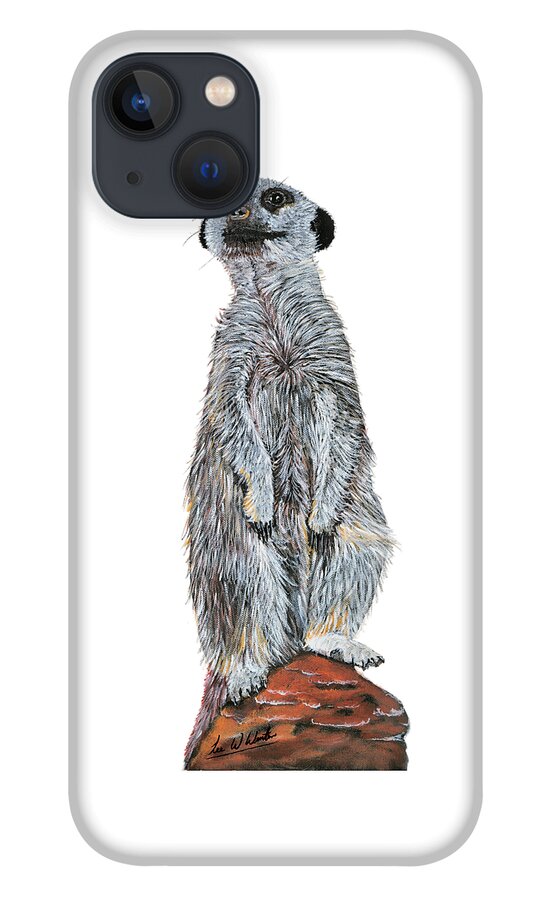 Meerkat iPhone 13 Case featuring the painting Meer Curiosity Custom by Lee Winter