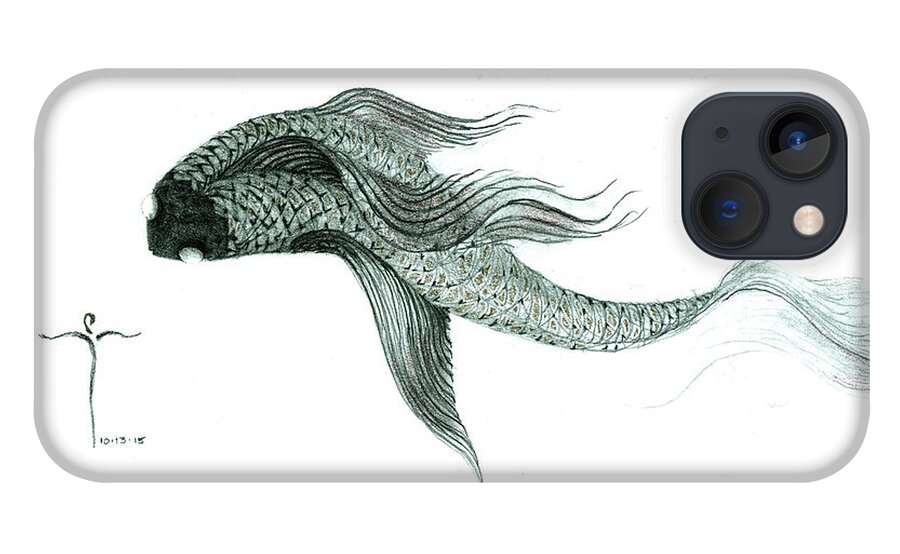  iPhone 13 Case featuring the drawing Megic Fish 1 by James Lanigan Thompson MFA