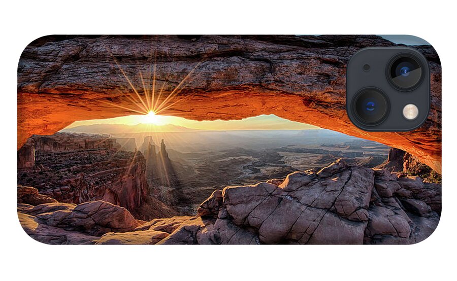 Olenaart iPhone 13 Case featuring the photograph Mesa Arch Sunburst Moab Utah by O Lena
