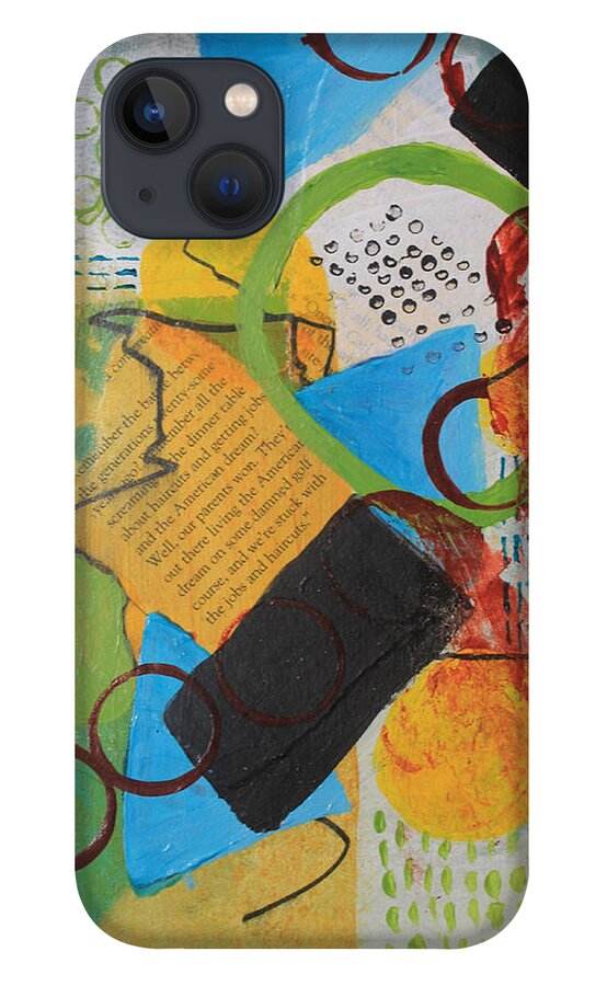Abstract iPhone 13 Case featuring the painting Messy Circles of Life by April Burton