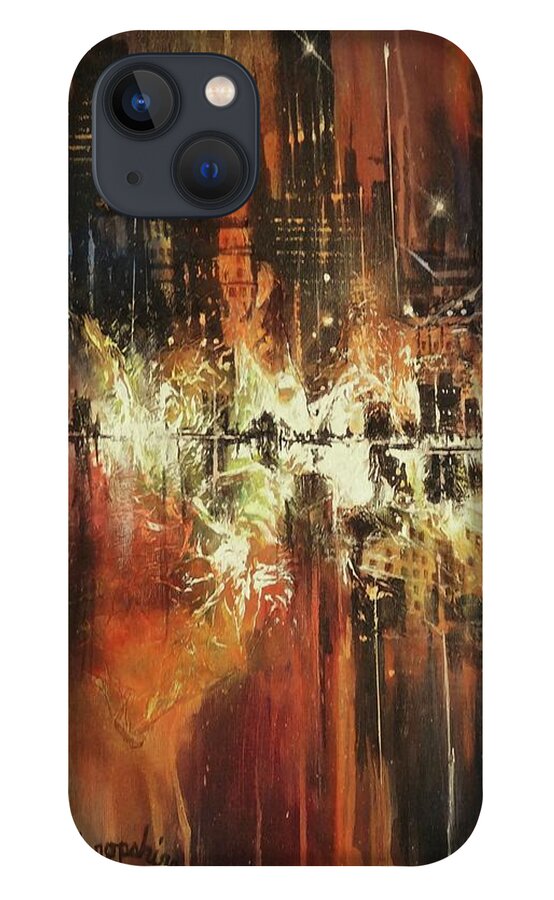 Tom Shropshire Paintings iPhone 13 Case featuring the painting Metro Moon by Tom Shropshire