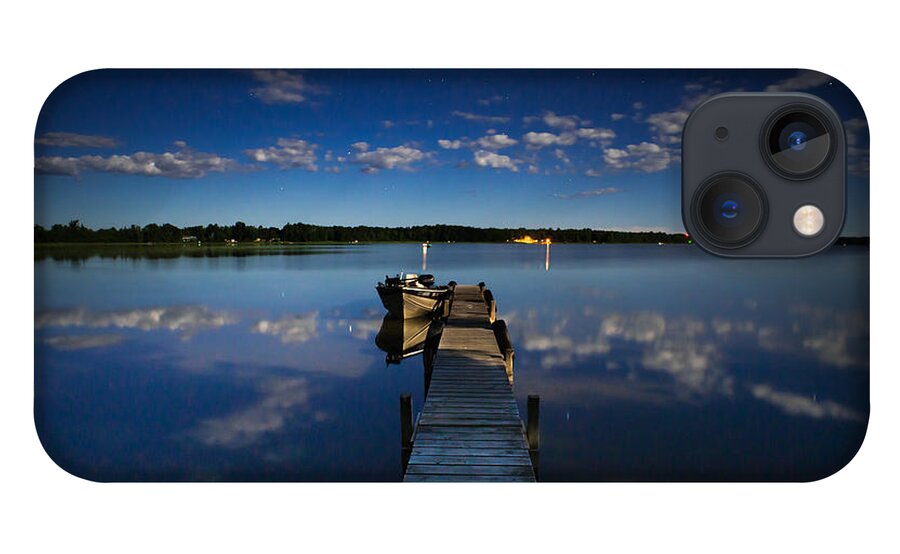 Blondeau iPhone 13 Case featuring the photograph Midnight at Shady Shore on Moose Lake Minnesota by Alex Blondeau