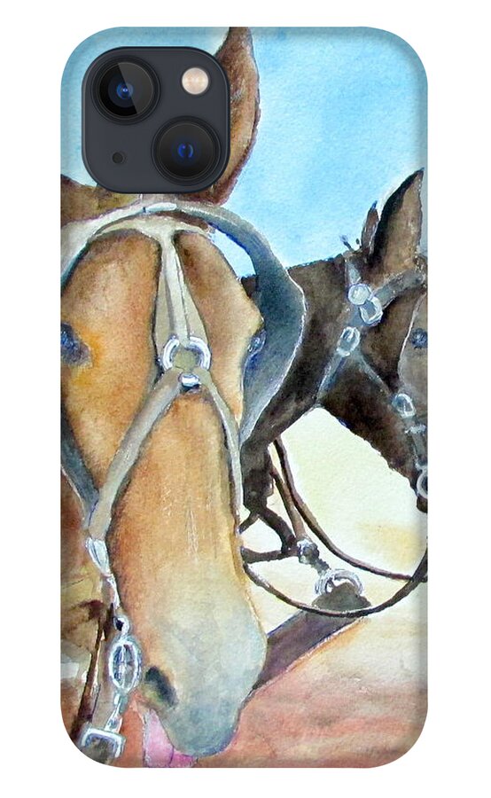 Horses iPhone 13 Case featuring the painting Mississippi Mules by Bobby Walters