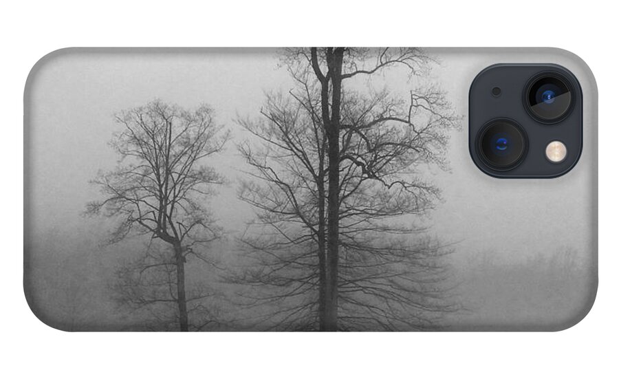 Black And White iPhone 13 Case featuring the photograph Misty Winter Day by GeeLeesa Productions