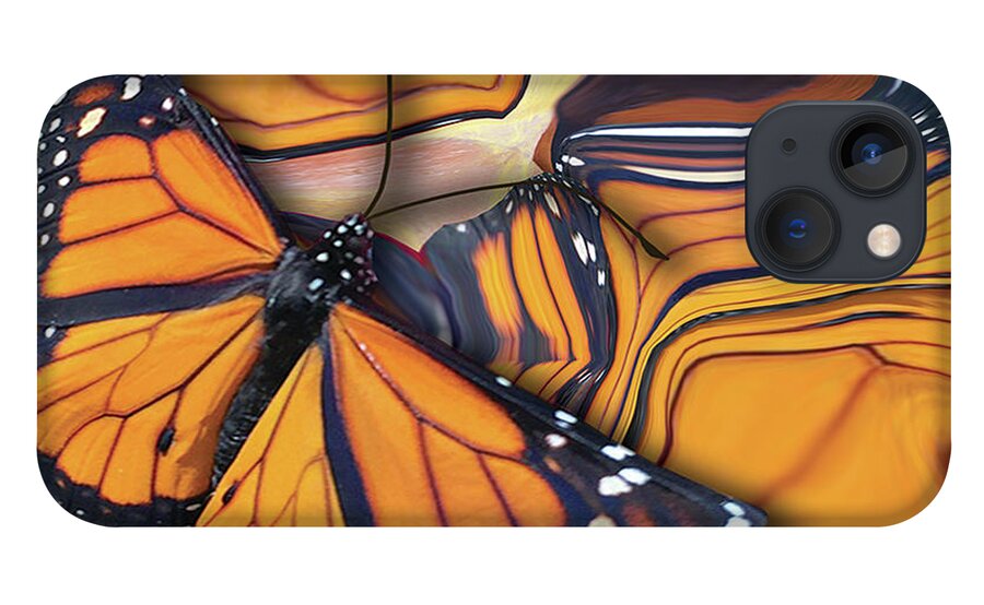 Monarch iPhone 13 Case featuring the digital art Monarch Flight by Jacqueline Shuler