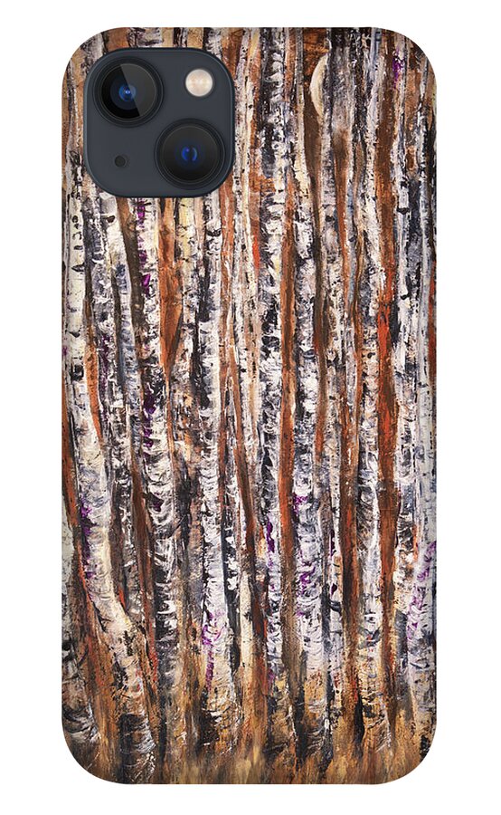 Aspens iPhone 13 Case featuring the painting Moonlight Aspens by Sheila Johns