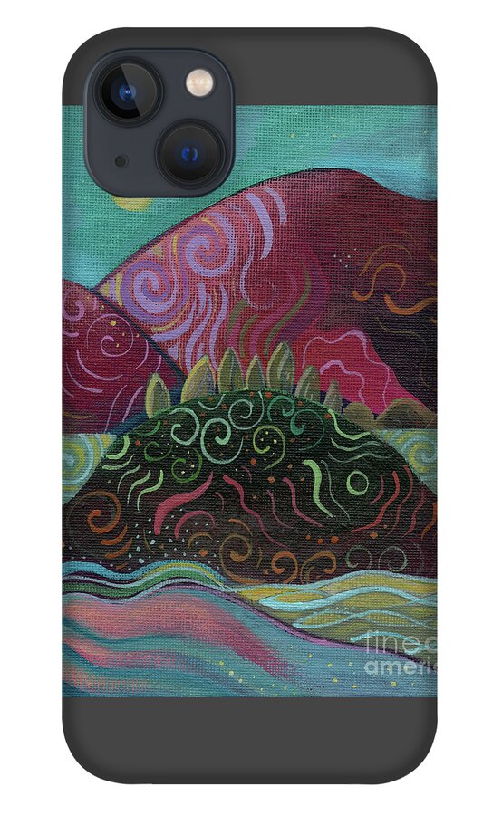 Abstract Landscape iPhone 13 Case featuring the painting Moonlit by Helena Tiainen