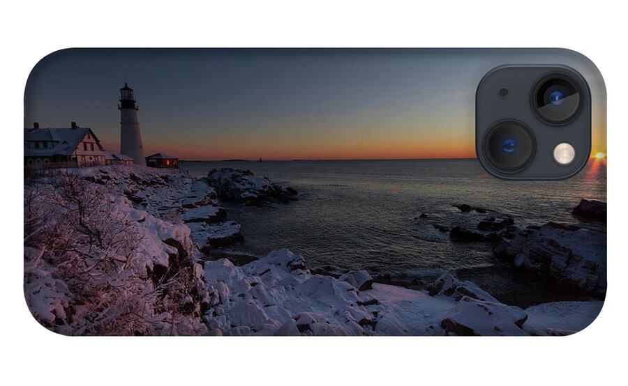 Landscape iPhone 13 Case featuring the photograph Morning Glow at Portland Headlight by Darryl Hendricks