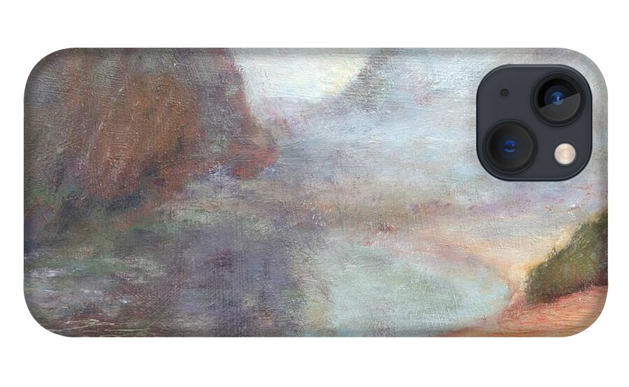 Quin Sweetman iPhone 13 Case featuring the painting Morning Mist - Original Contemporary Impressionist Painting - Seascape with Fog by Quin Sweetman