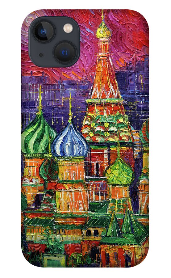 Moscow iPhone 13 Case featuring the painting Moscow Saint Basil's Cathedral by Mona Edulesco