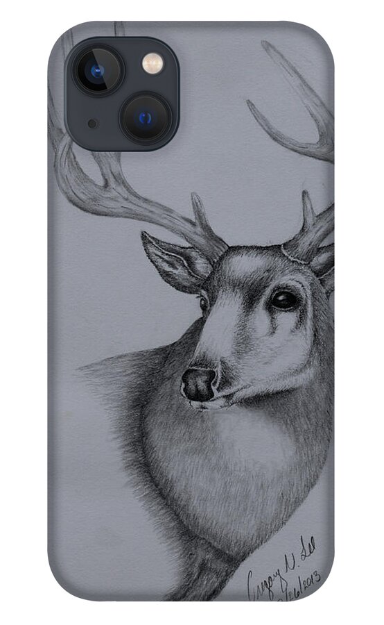 Mule iPhone 13 Case featuring the drawing Mule Deer II by Gregory Lee