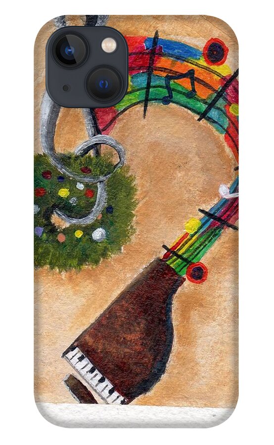 Christmas iPhone 13 Case featuring the painting Musical Christmas by Deborah Naves