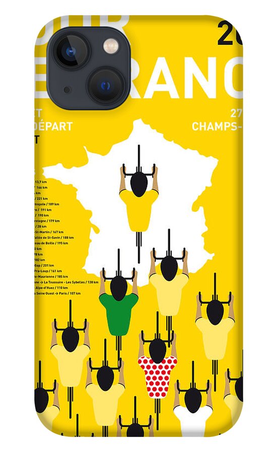 2015 iPhone 13 Case featuring the digital art My Tour De France Minimal Poster Etapes 2015 by Chungkong Art