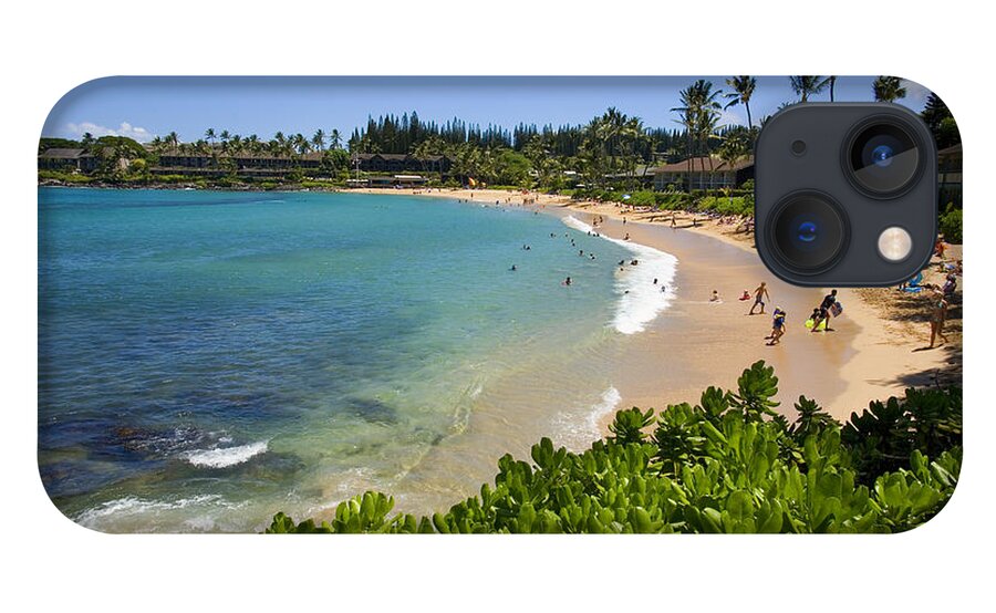 Bay iPhone 13 Case featuring the photograph Napili Bay with visitors by Ron Dahlquist - Printscapes