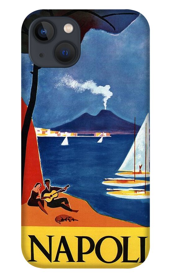 Napoli iPhone 13 Case featuring the mixed media Napoli - Naples, Italy - Beach - Retro Advertising Poster - Vintage Poster by Studio Grafiikka