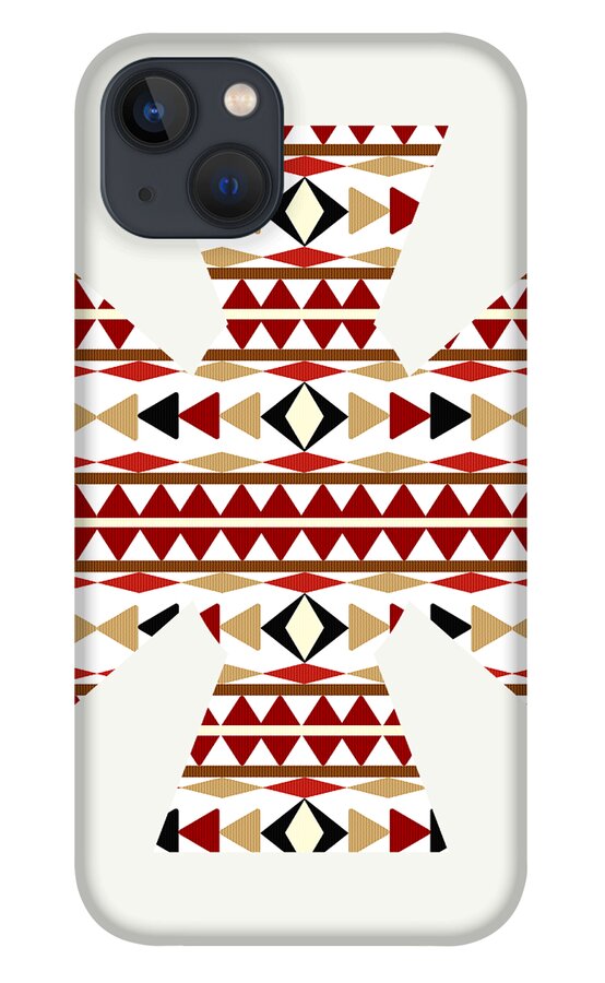 Navajo White iPhone 13 Case featuring the mixed media Navajo White Pattern Art by Christina Rollo