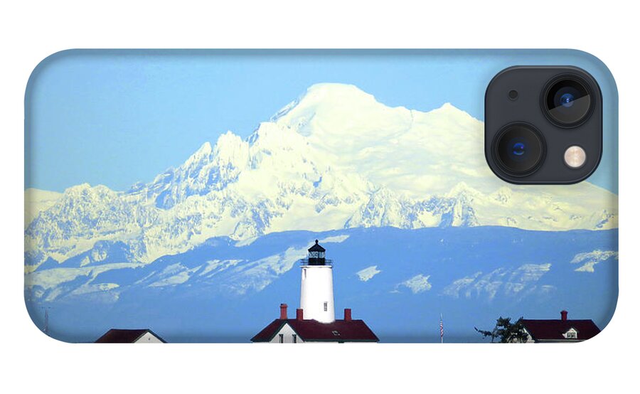 New Dungeness Lighthouse iPhone 13 Case featuring the photograph New Dungeness Lighthouse - Mount Baker by Marie Jamieson