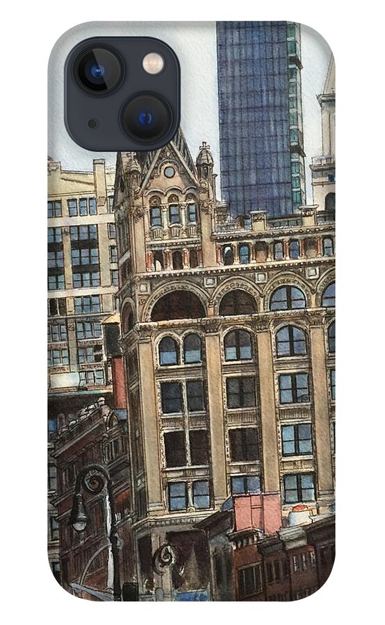 New York City iPhone 13 Case featuring the painting New York City III- Union Square/ Broadway by Henrieta Maneva