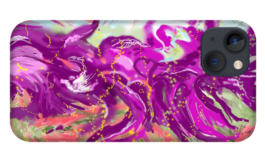 Abstract   Imaginary Seascape Purple iPhone 13 Case featuring the digital art No LSD Involved by Suzanne Udell Levinger