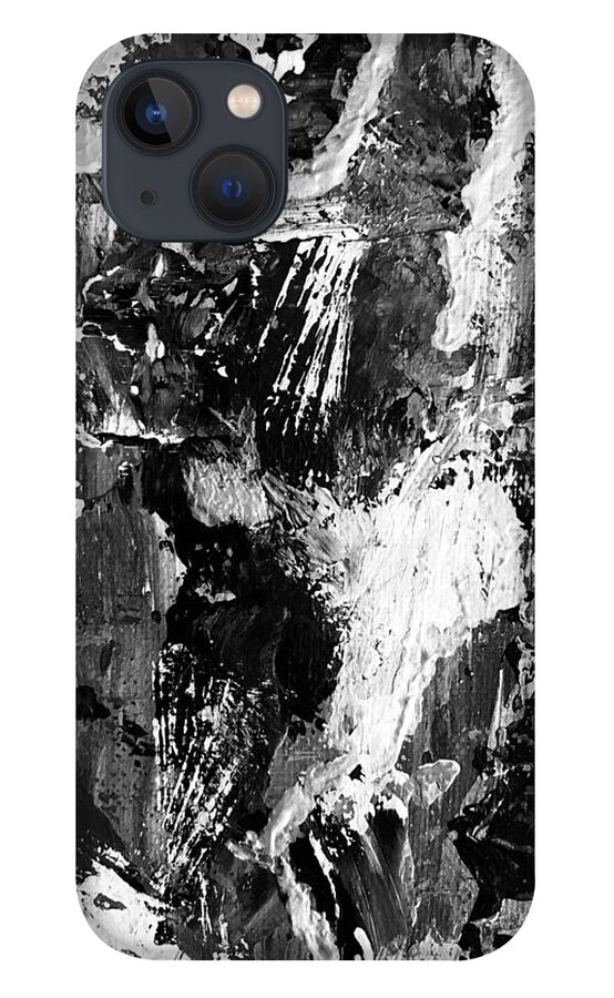 Abstract iPhone 13 Case featuring the painting Noir by Laura Jaffe