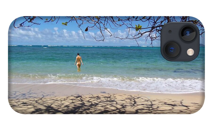 Nude Beach Hawaii iPhone 13 Case featuring the painting Nude Beach Hawaii by Carl Gouveia