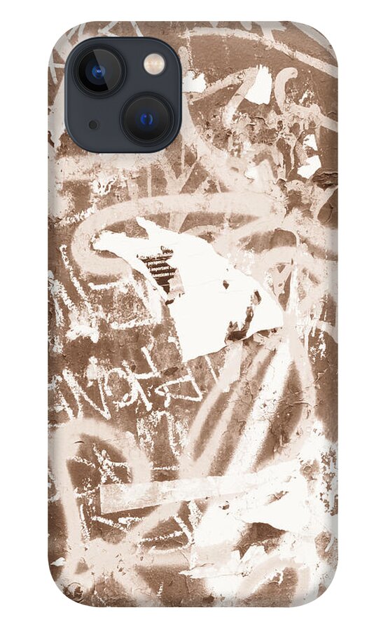 Sepia Graffiti iPhone 13 Case featuring the photograph NYC Code by Feather Redfox