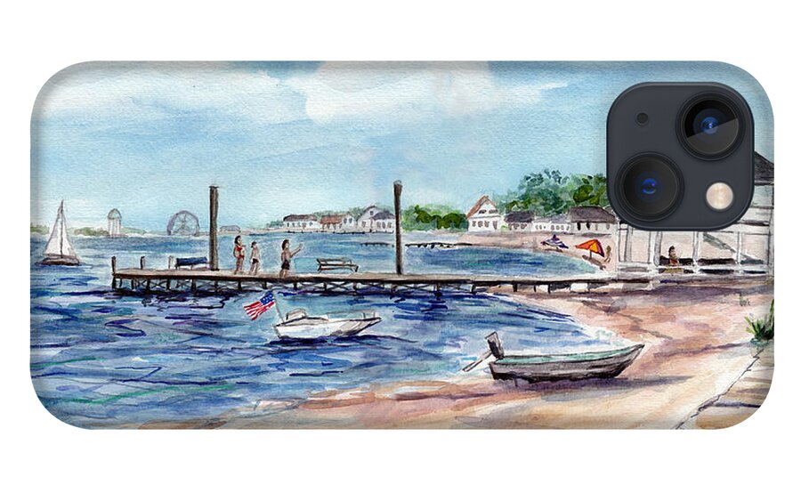 Ocean Gate iPhone 13 Case featuring the painting Ocean Gate Boardwalk by Clara Sue Beym