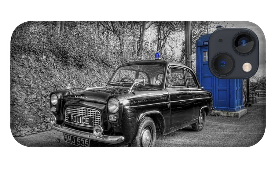 Art iPhone 13 Case featuring the photograph Old British Police Car And Tardis by Yhun Suarez