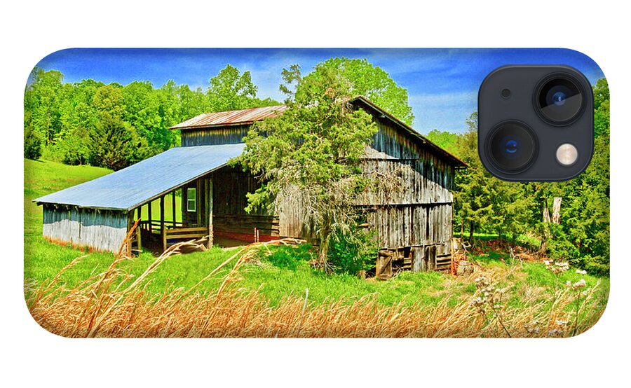 Old Barn; Virginia; Wheat; Hay; Golden Tall Grass; Blue Sky; Rolling Hill; Countryside; Landscapes iPhone 13 Case featuring the photograph Old Country Barn by The James Roney Collection