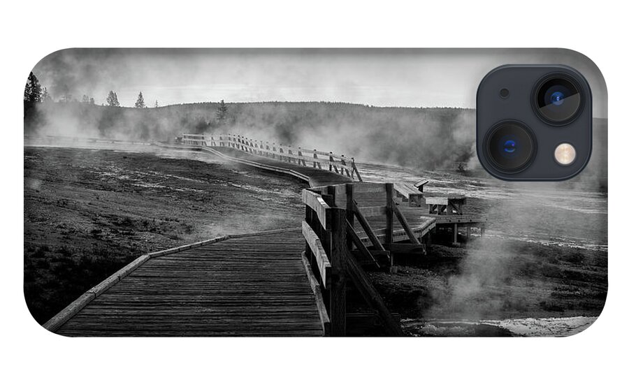 Old Faithful iPhone 13 Case featuring the photograph Old Faithful boardwalk by Stephen Holst