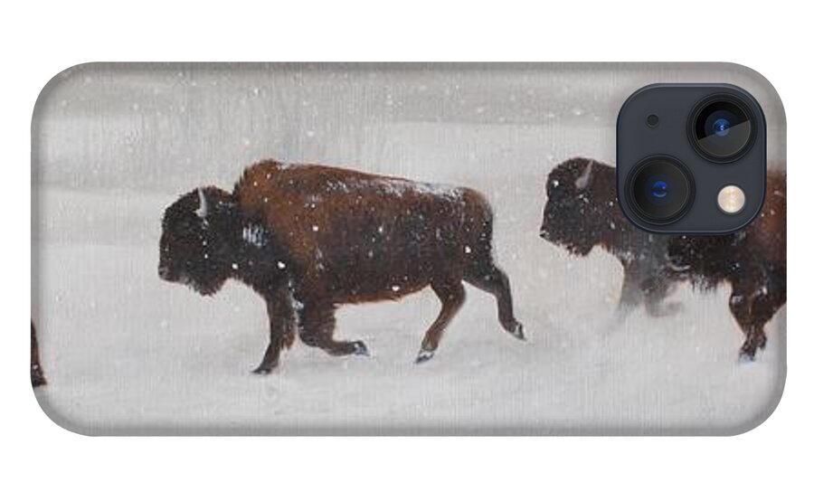Buffalo iPhone 13 Case featuring the painting On The Move by Tammy Taylor