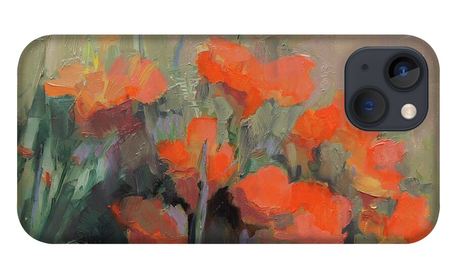 Floral iPhone 13 Case featuring the painting Orange Poppies by Cathy Locke