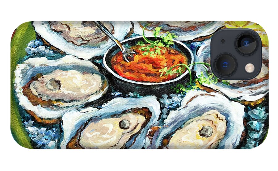 Oysters iPhone 13 Case featuring the painting Oysters on the Half Shell by Dianne Parks