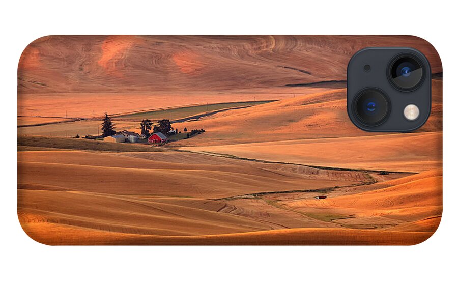 Harvest iPhone 13 Case featuring the photograph Palouse Farm Sunset by Mary Jo Allen