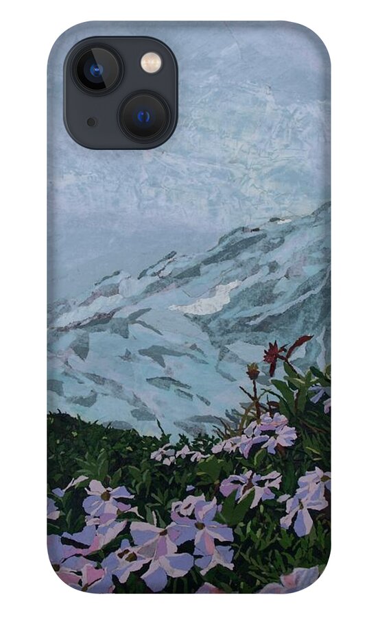Landscape iPhone 13 Case featuring the painting Paradise Mount Rainier by Leah Tomaino