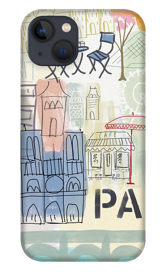 Paris iPhone 13 Case featuring the painting Paris Cityscape- Art by Linda Woods by Linda Woods