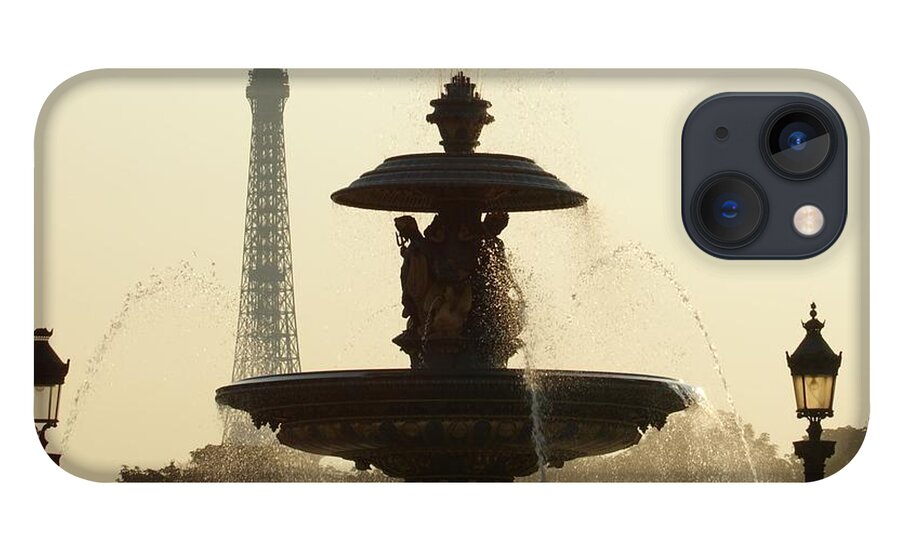 Paris iPhone 13 Case featuring the photograph Paris fountain in sepia by Christine Jepsen