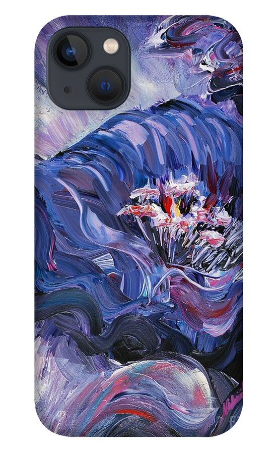 Blue iPhone 13 Case featuring the painting Passion in Blue by Nadine Rippelmeyer