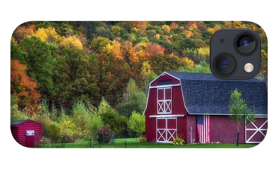 Patriotic Red Barn iPhone 13 Case featuring the photograph Patriotic Red Barn by Mark Papke