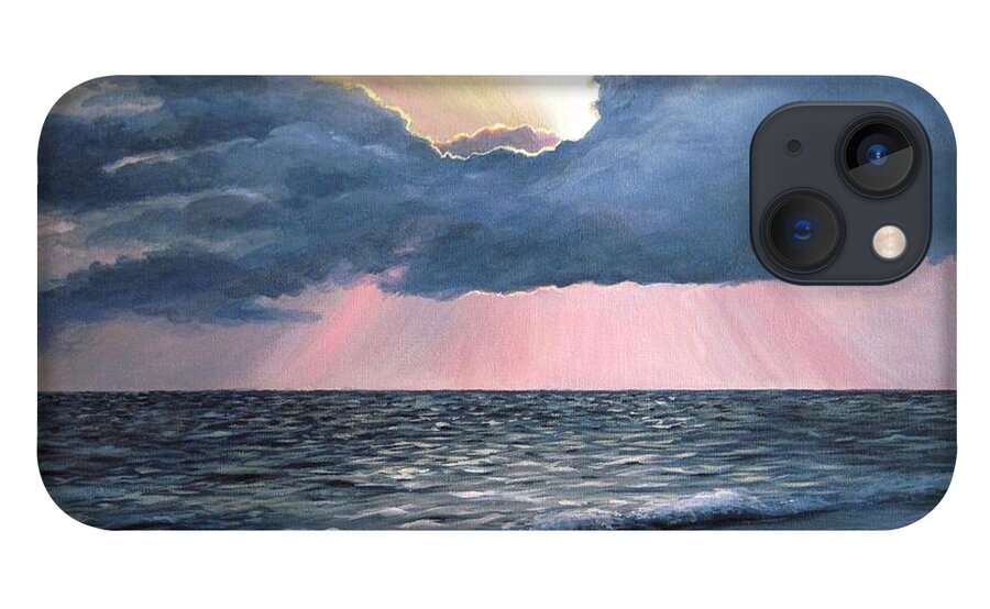 Sea iPhone 13 Case featuring the painting Peaceful Beach Memories Sea View 246 by Lucie Dumas