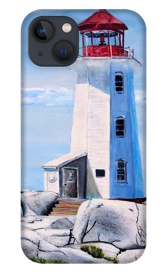 Peggy's Cove iPhone 13 Case featuring the painting Peggy's Cove Lighthouse by Marilyn McNish