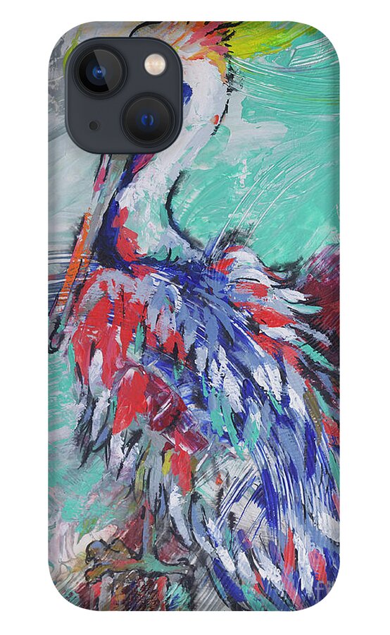 Pelican iPhone 13 Case featuring the painting Pelican Perch by Jyotika Shroff