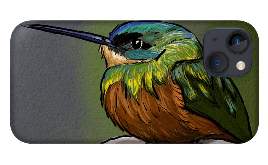Birds iPhone 13 Case featuring the digital art Perched Hummingbird by Michael Kallstrom