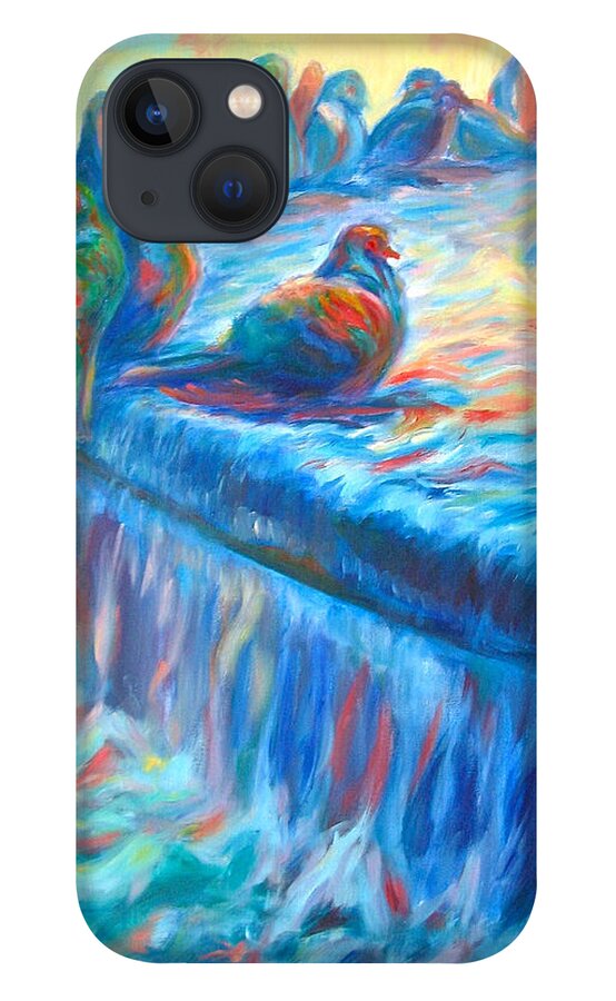 Colorful Landscape iPhone 13 Case featuring the painting Pigeon Symphony by Yen