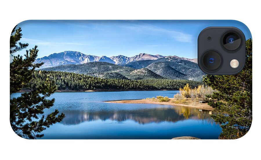 Blue Sky iPhone 13 Case featuring the photograph Pikes Peak Over Crystal Lake by Ron Pate
