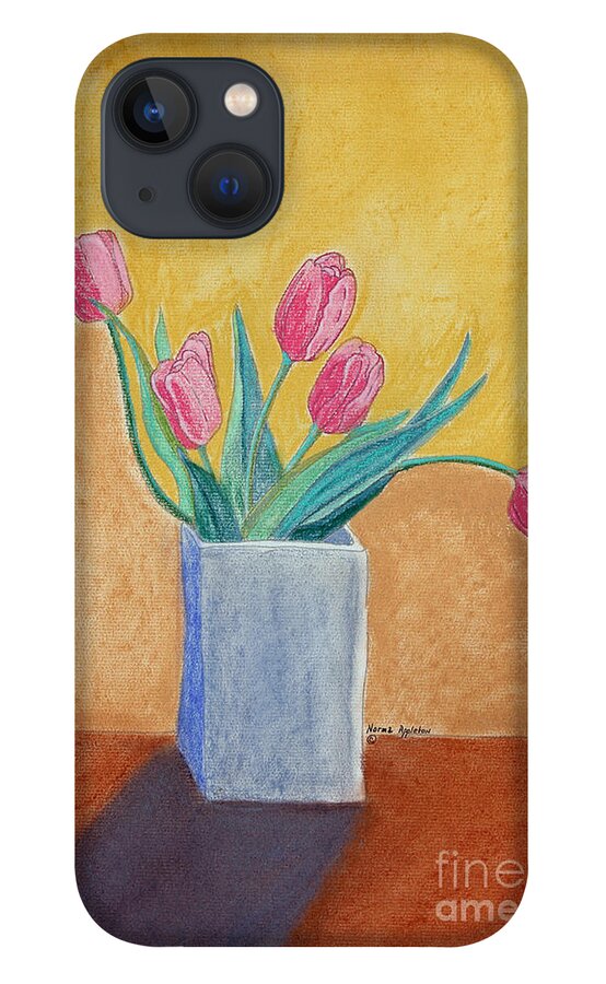 Tulip iPhone 13 Case featuring the painting Pink Tulips by Norma Appleton