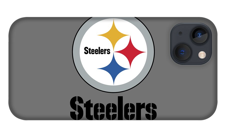 Pittsburgh Steelers iPhone 13 Case featuring the mixed media Pittsburgh Steelers on an abraded steel texture by Movie Poster Prints