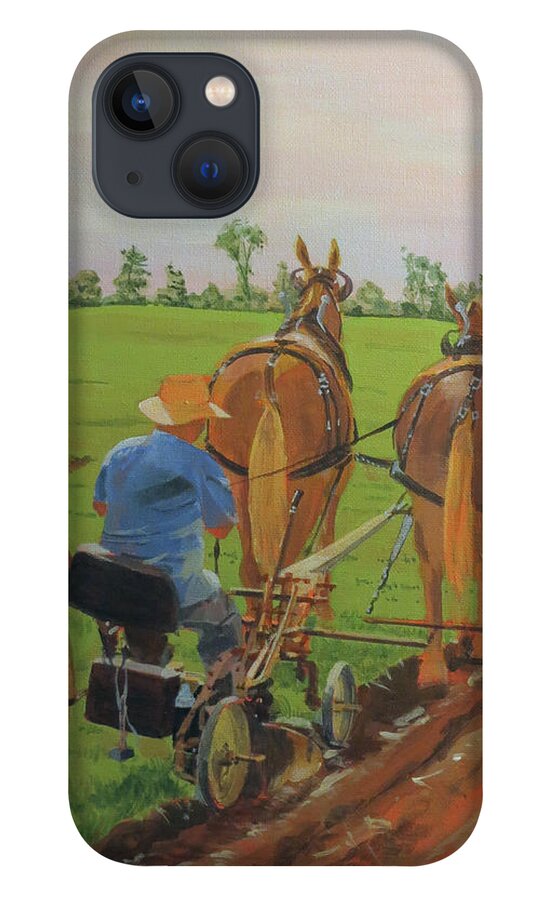 Plowing iPhone 13 Case featuring the painting Plowing Match by David Gilmore
