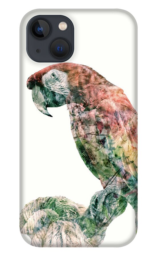 Macaw iPhone 13 Case featuring the mixed media Polly Got a Cracker by Pamela Williams
