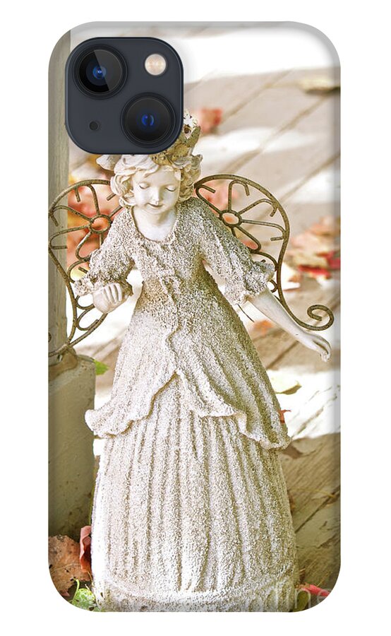 Angel On Porch iPhone 13 Case featuring the photograph Porch Angel in the Fall by Cindy Schneider